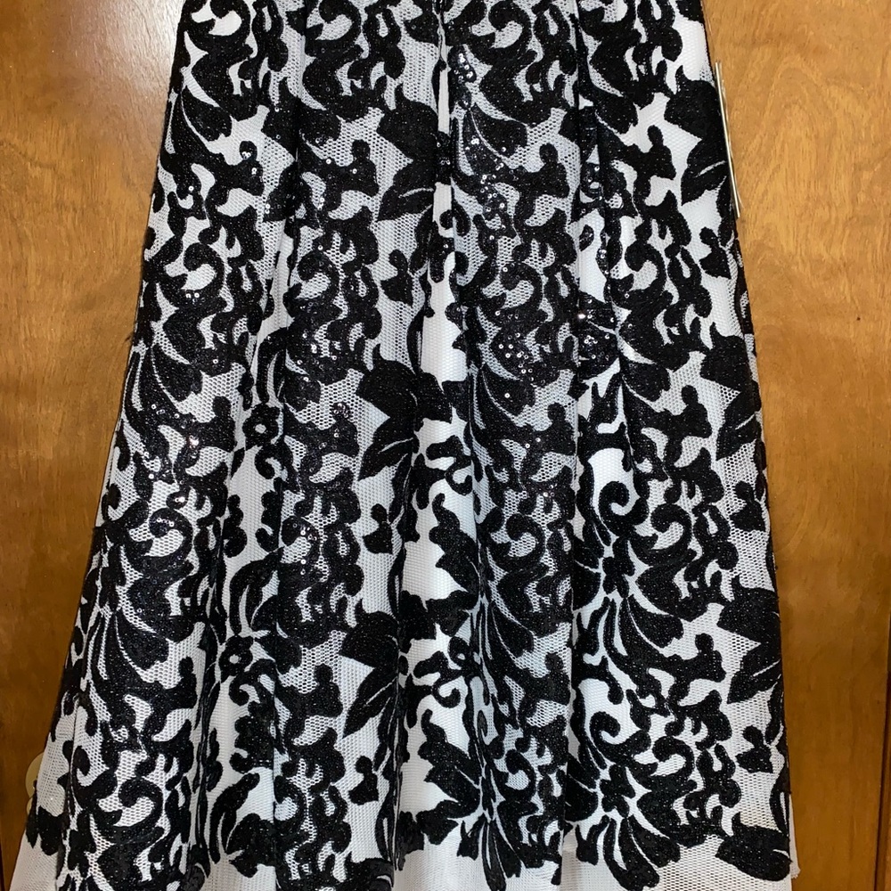 Elegant Black and White Lace Skirt